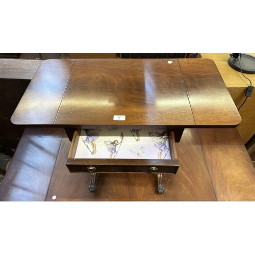 59 - Two Regency style mahogany drop leaf sofa tables - largest approx. 73cm high x 144cm wide x 54cm dee... 