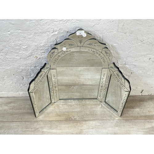 68 - A modern Venetian etched bevelled edge three section folding dressing table mirror - approx. 65cm hi... 