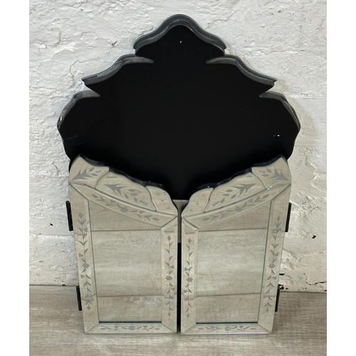 68 - A modern Venetian etched bevelled edge three section folding dressing table mirror - approx. 65cm hi... 