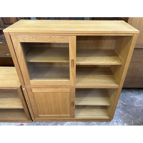 70 - A Laura Ashley Milton oak three compartment storage system