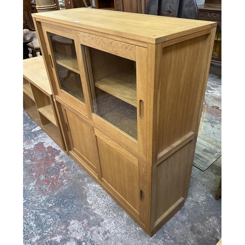 70 - A Laura Ashley Milton oak three compartment storage system