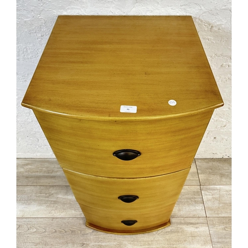 75 - A modern beech effect three drawer filing cabinet - approx. 101cm high x 48cm wide x 49cm deep