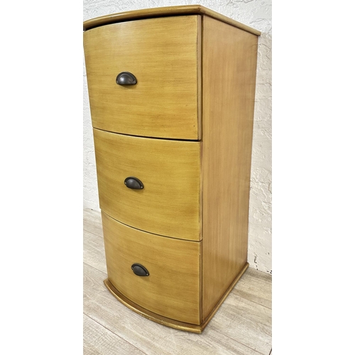 75 - A modern beech effect three drawer filing cabinet - approx. 101cm high x 48cm wide x 49cm deep