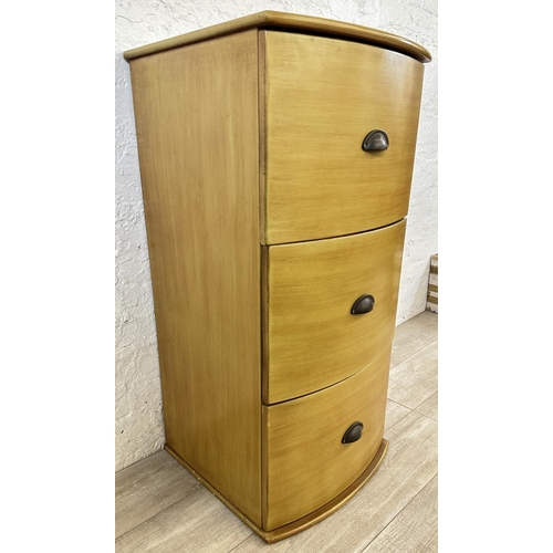 75 - A modern beech effect three drawer filing cabinet - approx. 101cm high x 48cm wide x 49cm deep