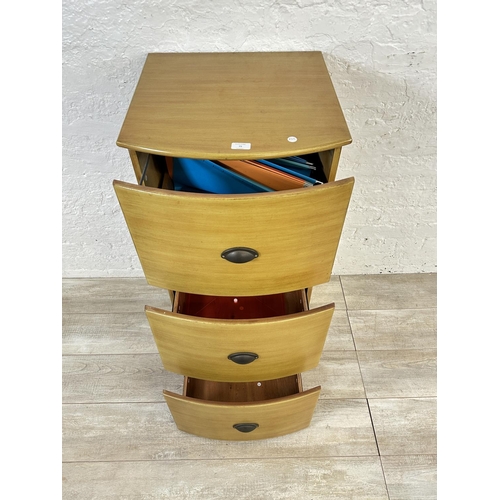 75 - A modern beech effect three drawer filing cabinet - approx. 101cm high x 48cm wide x 49cm deep