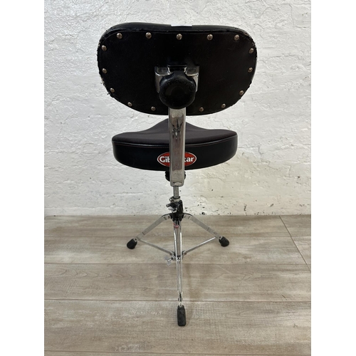 81 - A Gibraltar Hardware suede and faux leather adjustable drum throne with double braced tripod base