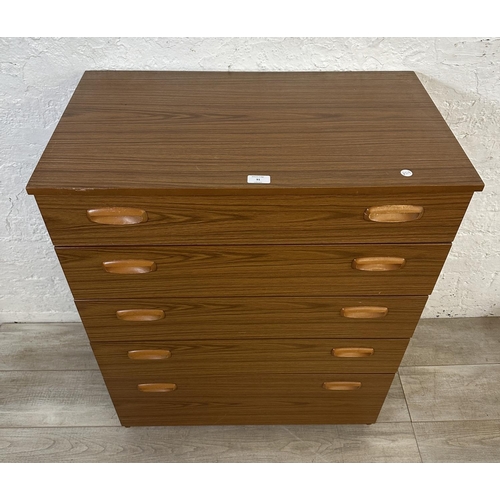 91 - A Schreiber teak effect chest of drawers - approx. 93cm high x 75cm wide x 43cm deep