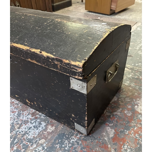 94 - A 19th century ebonised pine dome top chest - approx. 40cm high x 72cm wide x 42cm deep