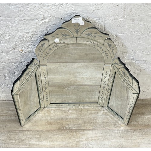 68 - A modern Venetian etched bevelled edge three section folding dressing table mirror - approx. 65cm hi... 