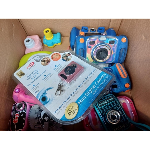 708 - Two boxes, one containing a collection of Samsung compact cameras and one containing a collection of... 