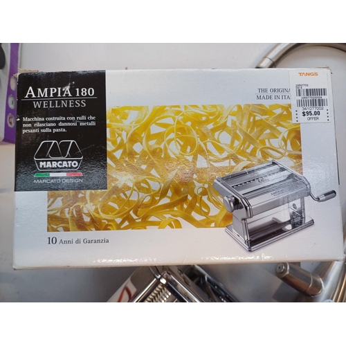 734 - One boxed Marcato Ampia 180 pasta roller and one good quality kitchen mixer tap