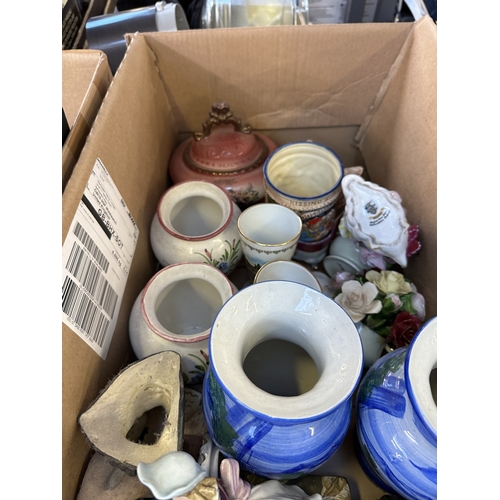 990 - Three boxes containing West German miniature vase, Alfred Meakin ceramics, Royal Doulton Tennyson ce... 