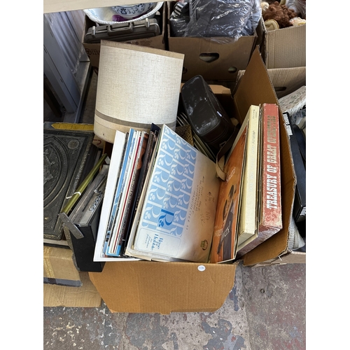 992 - Five boxes containing vintage board games, Specto 88 8mm cine camera, Eumig Electric R cine camera, ... 