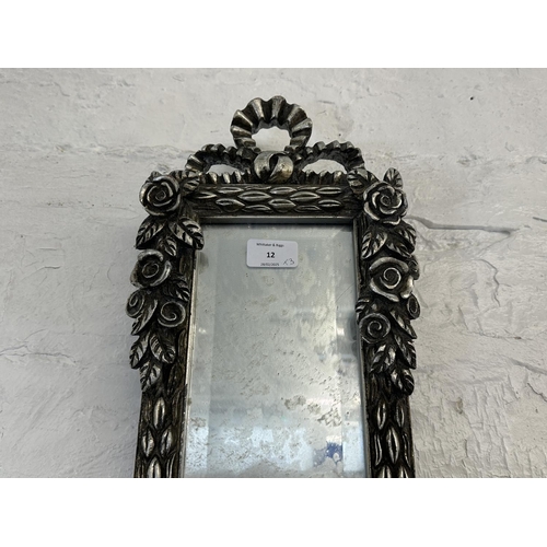 12 - Three modern framed wall mirrors - largest approx. 76cm high x 95cm wide