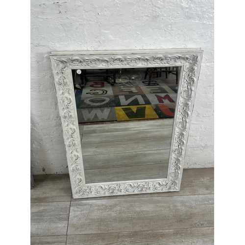 12 - Three modern framed wall mirrors - largest approx. 76cm high x 95cm wide