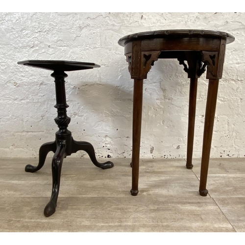 121 - Two mahogany occasional tables, one circular - approx. 59cm high x 42cm diameter and one octagonal t... 