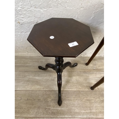 121 - Two mahogany occasional tables, one circular - approx. 59cm high x 42cm diameter and one octagonal t... 