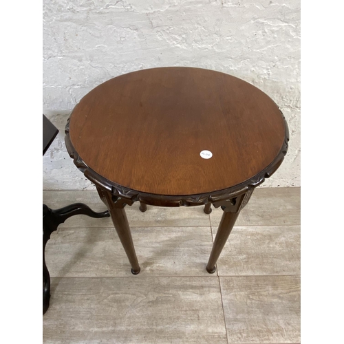 121 - Two mahogany occasional tables, one circular - approx. 59cm high x 42cm diameter and one octagonal t... 