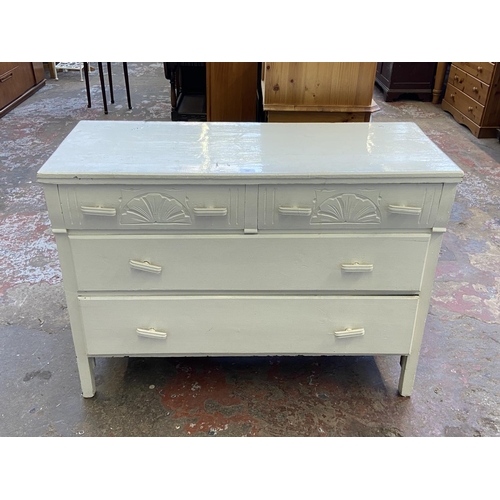 122 - A Victorian white painted pine chest of drawers - approx. 85cm high x 113cm wide x 46cm deep