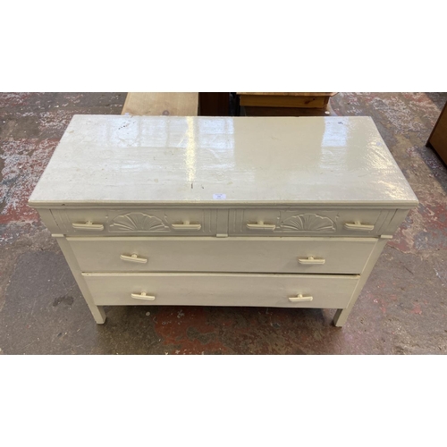 122 - A Victorian white painted pine chest of drawers - approx. 85cm high x 113cm wide x 46cm deep