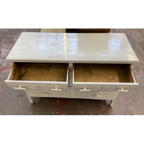 122 - A Victorian white painted pine chest of drawers - approx. 85cm high x 113cm wide x 46cm deep