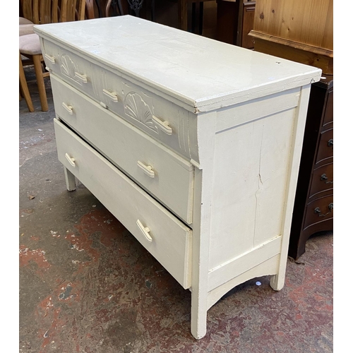 122 - A Victorian white painted pine chest of drawers - approx. 85cm high x 113cm wide x 46cm deep