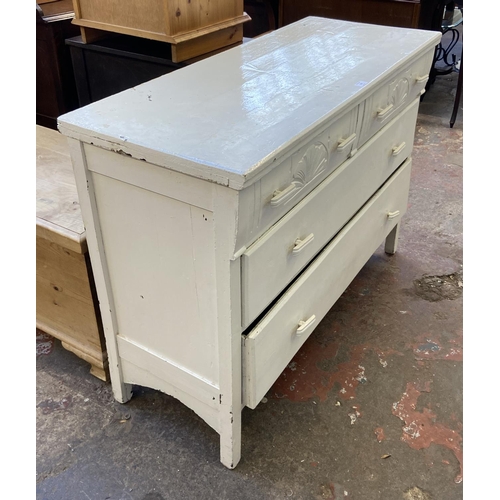 122 - A Victorian white painted pine chest of drawers - approx. 85cm high x 113cm wide x 46cm deep