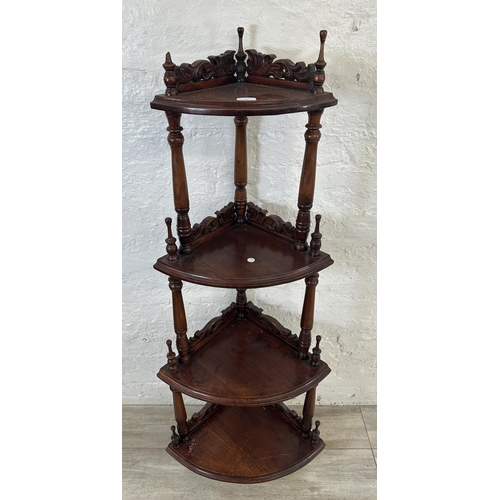 13 - A 19th century style mahogany four tier corner whatnot stand - approx. 146cm high x 58cm wide x 40cm... 