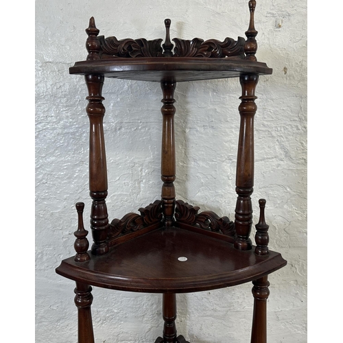 13 - A 19th century style mahogany four tier corner whatnot stand - approx. 146cm high x 58cm wide x 40cm... 