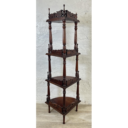 13 - A 19th century style mahogany four tier corner whatnot stand - approx. 146cm high x 58cm wide x 40cm... 