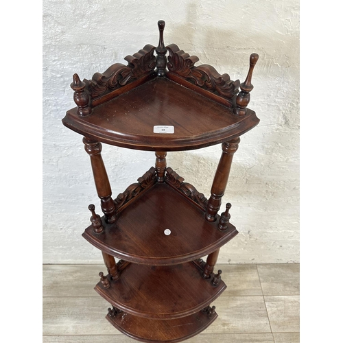 13 - A 19th century style mahogany four tier corner whatnot stand - approx. 146cm high x 58cm wide x 40cm... 