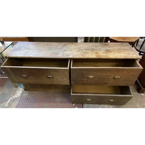 131 - A 19th century oak chest of drawers - approx. 75cm high x 177cm wide x 46cm deep