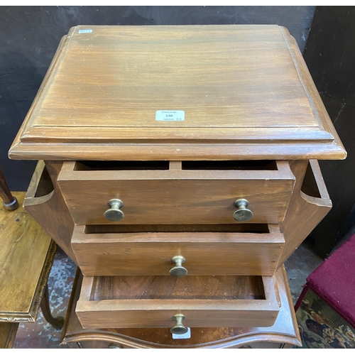 140 - Three pieces of furniture, two early 20th century oak circular top stools - approx. 49cm high x 35cm... 