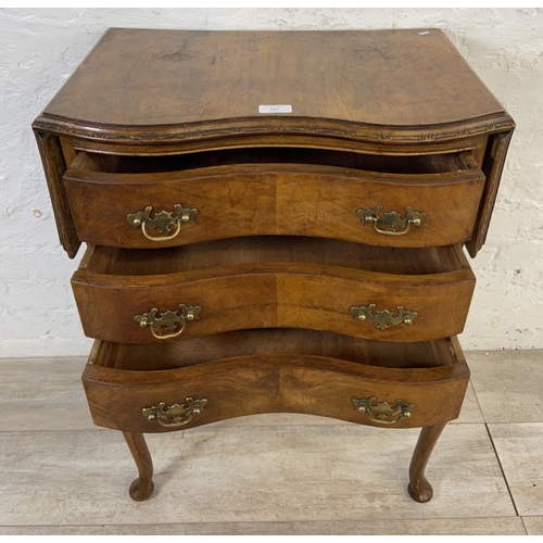 142 - A Queen Anne style walnut drop leaf chest of drawers - approx. 78cm high x 90cm wide x 36cm deep