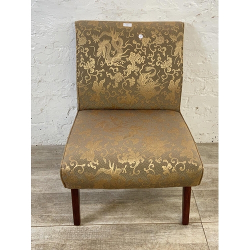 154 - A mid 20th century dragon and floral fabric upholstered bedroom chair - approx. 70cm high x 50cm wid... 