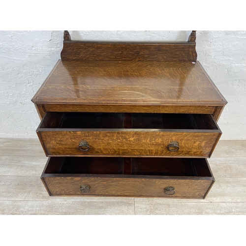 155 - An early 20th century oak dressing chest - approx. 152cm high x 91cm wide x 48cm deep