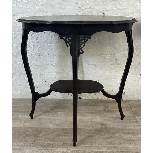 161 - Two antique occasional tables, one inlaid rosewood circular tripod pedestal - approx. 75cm high x 46... 