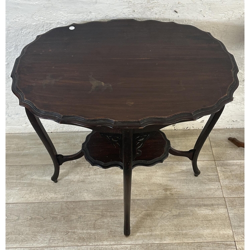 161 - Two antique occasional tables, one inlaid rosewood circular tripod pedestal - approx. 75cm high x 46... 