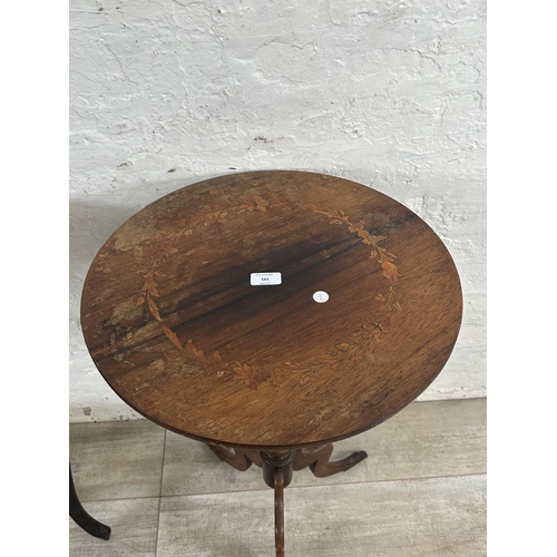 161 - Two antique occasional tables, one inlaid rosewood circular tripod pedestal - approx. 75cm high x 46... 