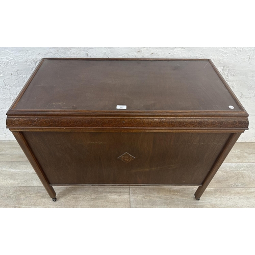 163 - An early/mid 20th century carved mahogany blanket box - approx. 72cm high x 94cm wide x 49cm deep