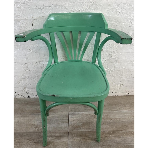 178 - Four green painted bentwood bistro dining chairs