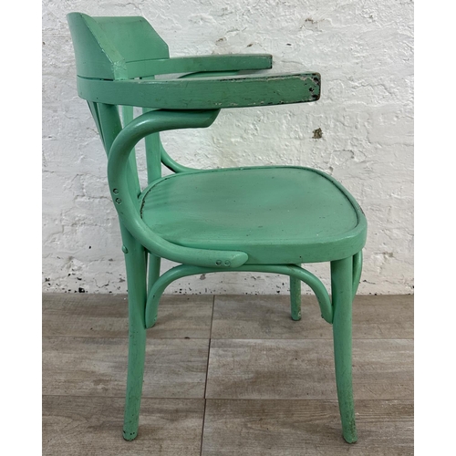 178 - Four green painted bentwood bistro dining chairs