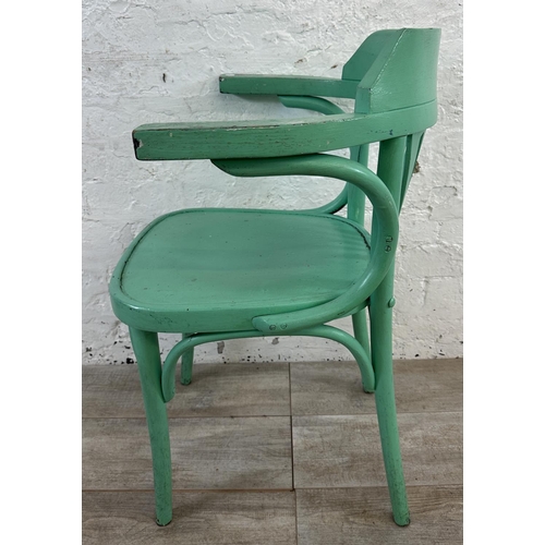 178 - Four green painted bentwood bistro dining chairs