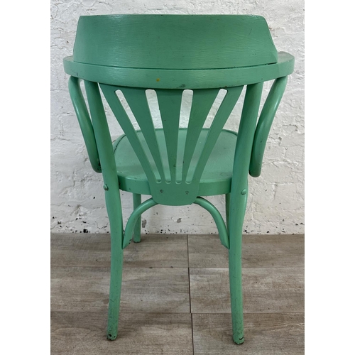 178 - Four green painted bentwood bistro dining chairs