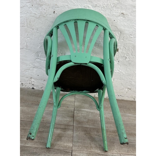 178 - Four green painted bentwood bistro dining chairs