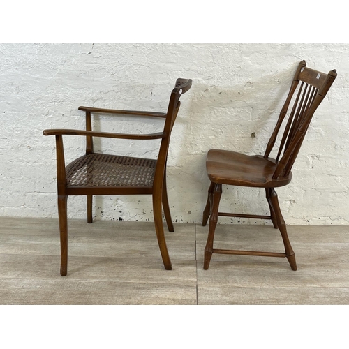 180 - Two occasional chairs, one Penfield Traditional by Harden elm and beech and one walnut and rattan be... 