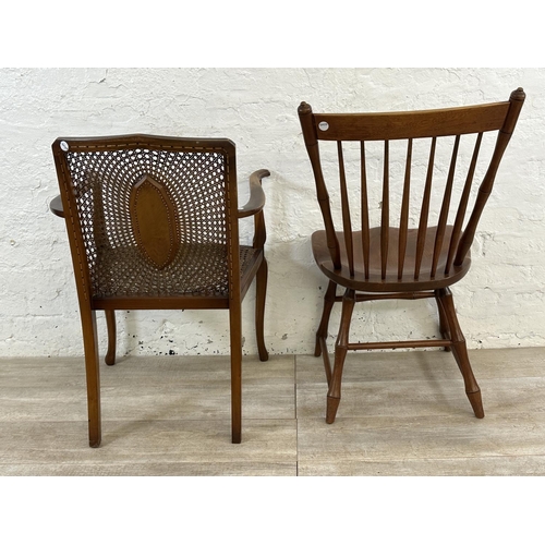 180 - Two occasional chairs, one Penfield Traditional by Harden elm and beech and one walnut and rattan be... 