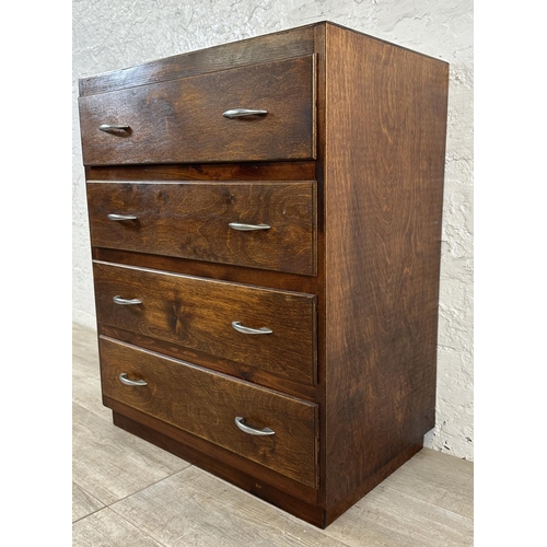 184 - A mid 20th century stained plywood chest of drawers - approx. 82cm high x 69cm wide x 40cm deep