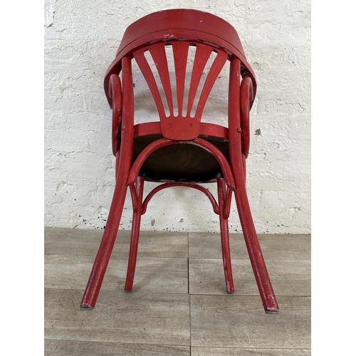 188 - Five bentwood bistro dining chairs, four painted and one other