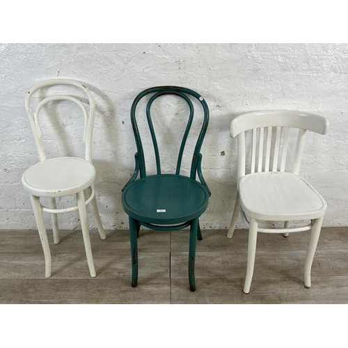 189 - Five various painted bentwood bistro dining chairs